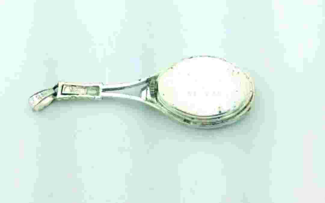Vintage ESKA 800 Silver Tennis Racket Watch Pendant 2 1/2"