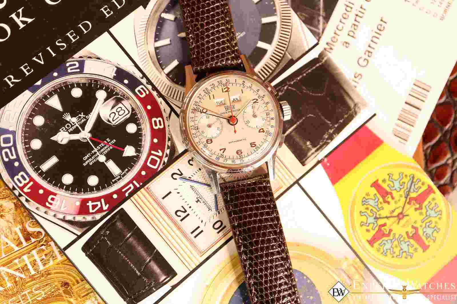 1950s Serviced Vintage Britix Valjoux 72C Triple Date Calendar Chronograph Watch