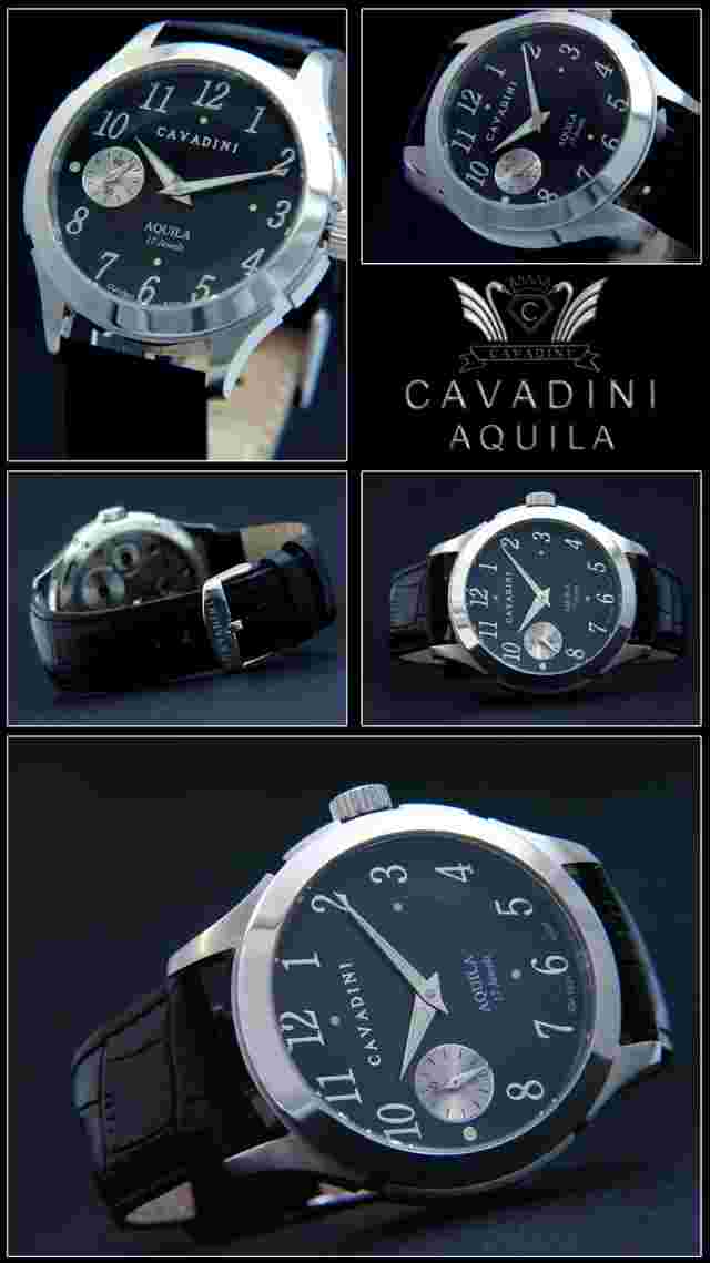 Manual Winding Men's Watch CAVADINI UNITAS Swiss Made ETA-6497 Black CV-1301