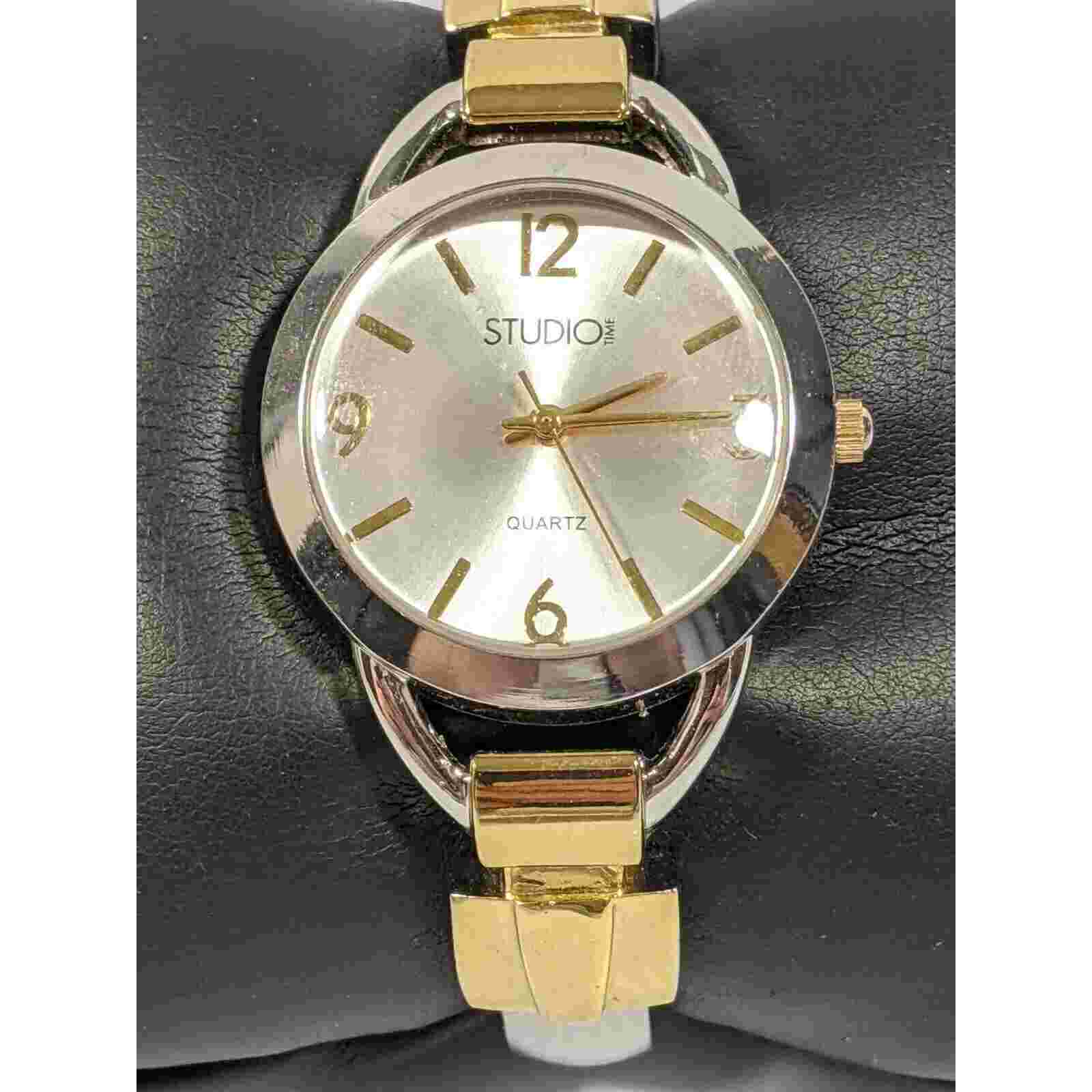 Studio Silver Tone Bar Hinge Bracelet Band Watch 6 Inch