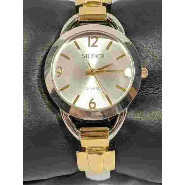 Studio Silver Tone Bar Hinge Bracelet Band Watch 6 Inch