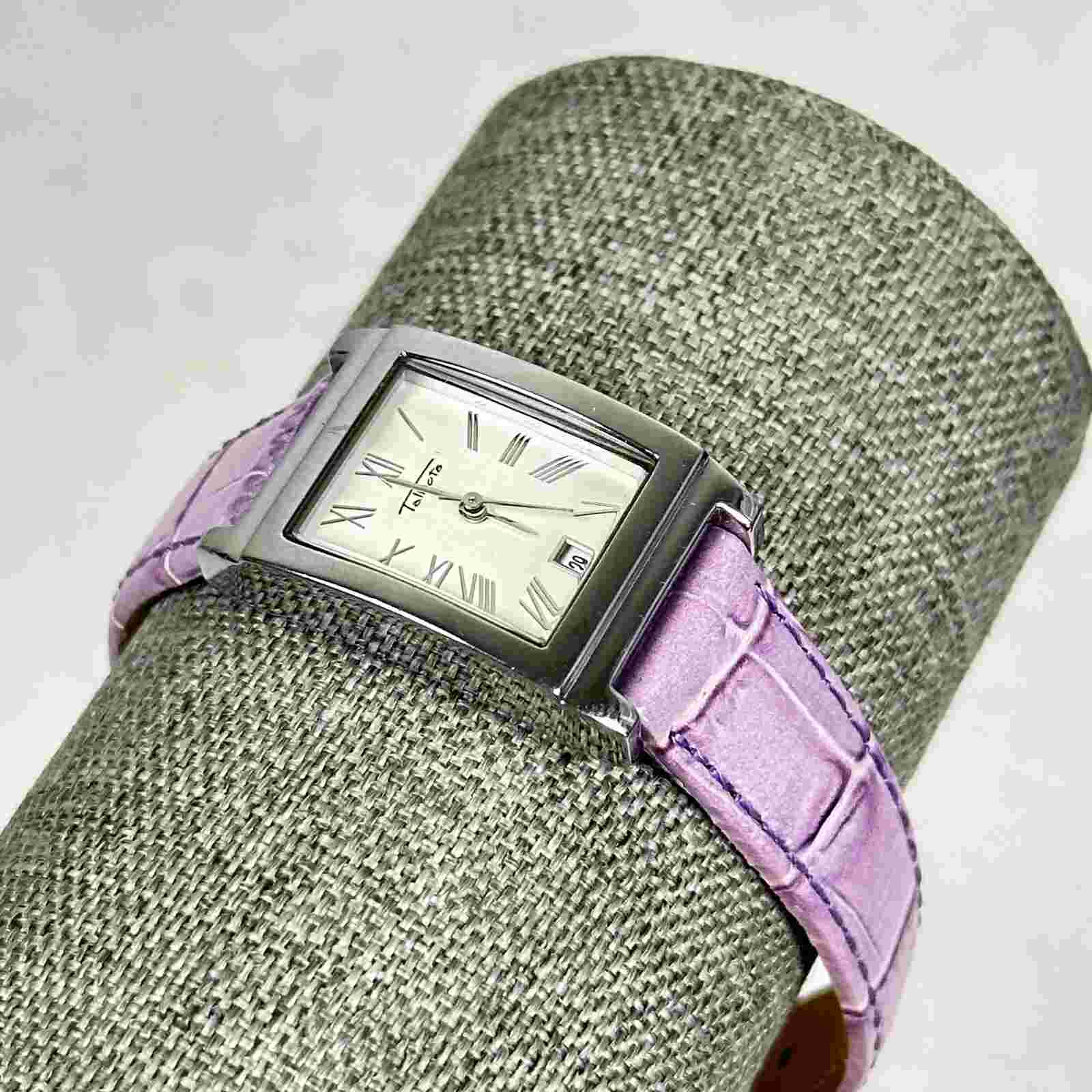 Talbots Watch Womens 20mm Purple Band Embossed Leather Silver Tone New Battery