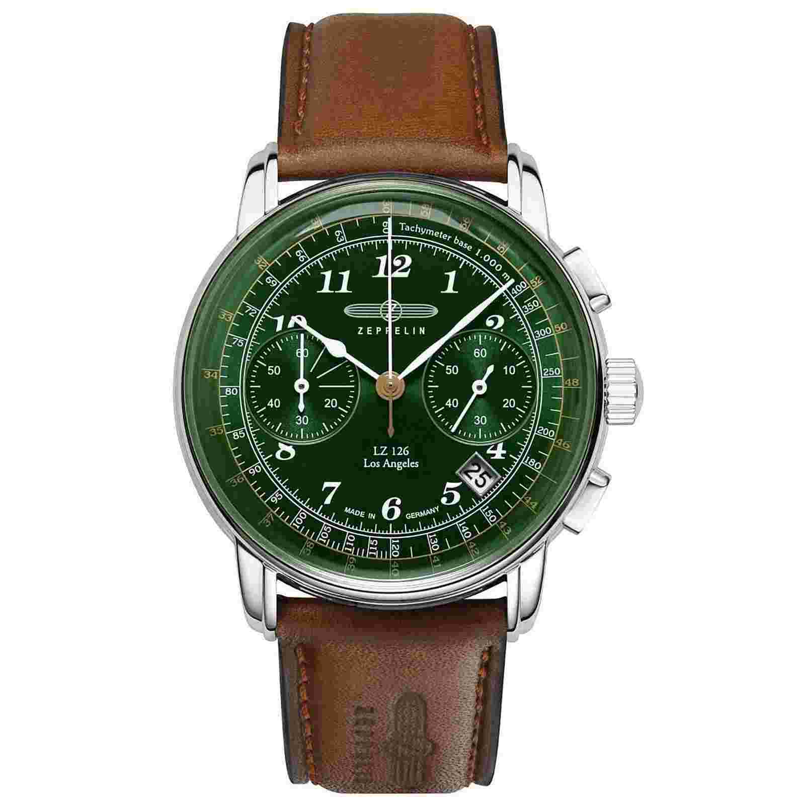 Zeppelin 7614-4 Los Angeles Chronograph Brown Leather Strap Wristwatch