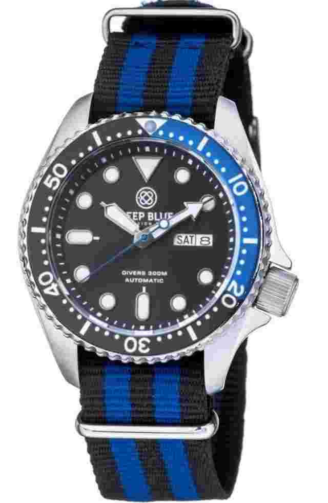 Deep Blue MILITARY DIVER 300 44MM AUTOMATIC – BATMAN DIVER BLACK/ BLUE BEZEL