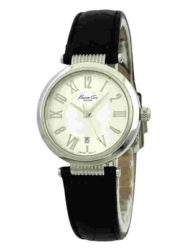 Kenneth Cole Swiss KS2005 Ladies Black Leather Strap Stainless Steel Swiss Watch