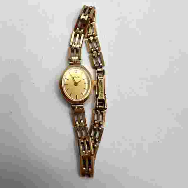 Accurist Ladies Watch w/ 9ct Gold Strap and Caseback (8.5g) Non-Running Scrap