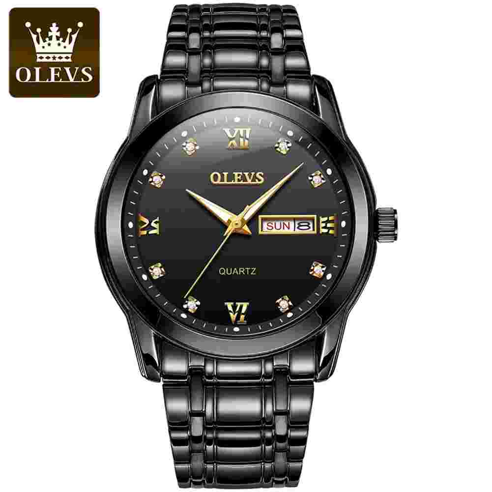 Men's Watches Luminous Dual Calendar Stainless Steel Waterproof Quartz Watch W