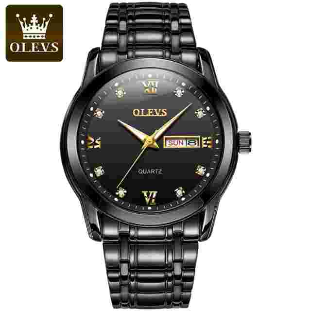 Men's Watches Luminous Dual Calendar Stainless Steel Waterproof Quartz Watch W
