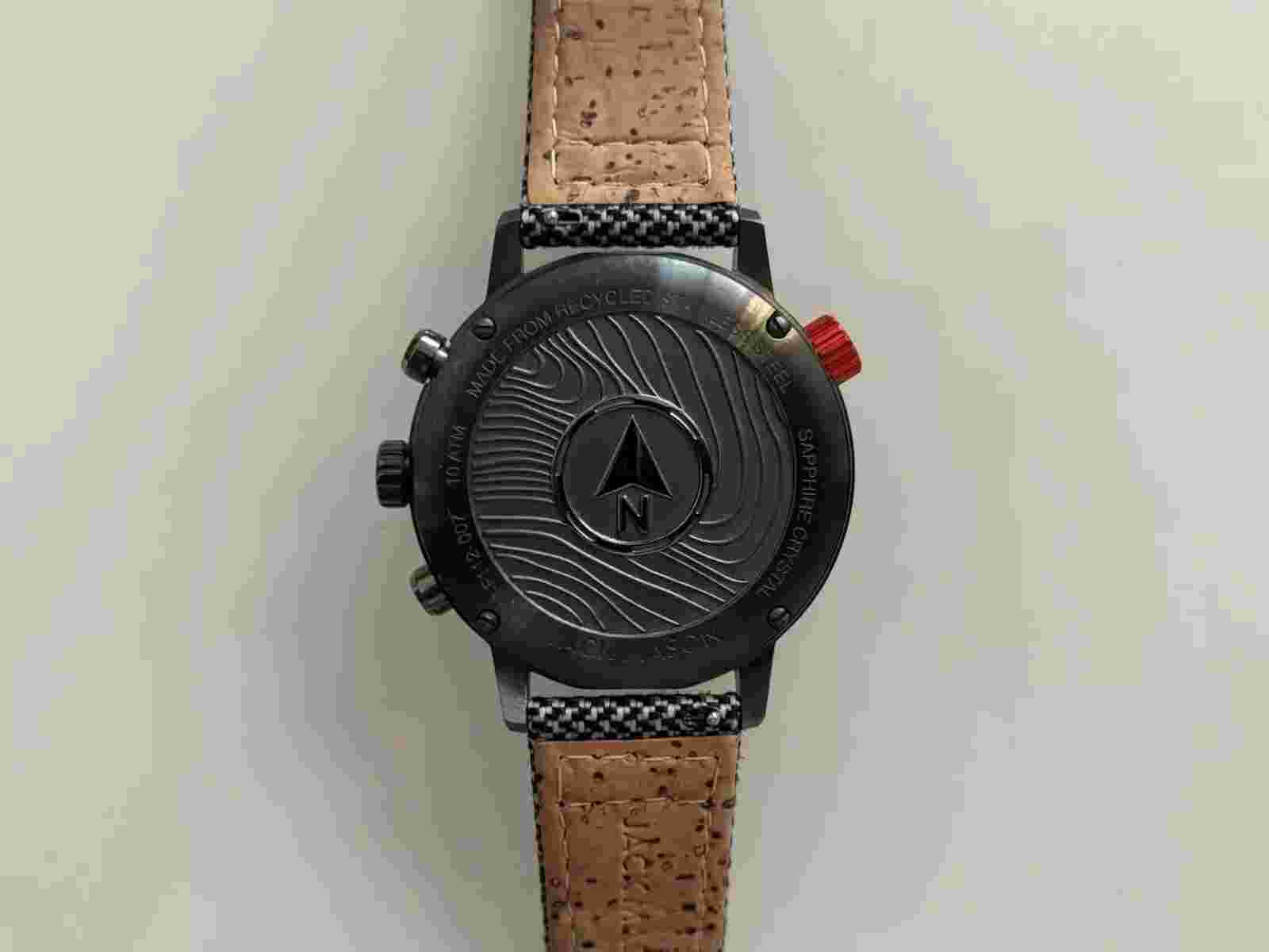 Jack Mason Solar Chronograph, 42mm, Black Dial With Recycled Plastic Strap