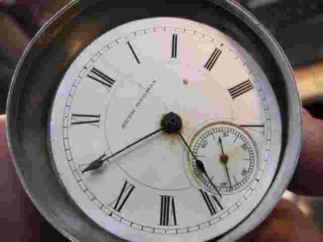 18s Seth Thomas key wind pocket watch movement with good staff