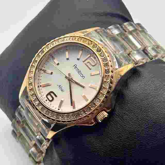 Armitron Now White Dial Crystals Women’s Watch Working New Battery