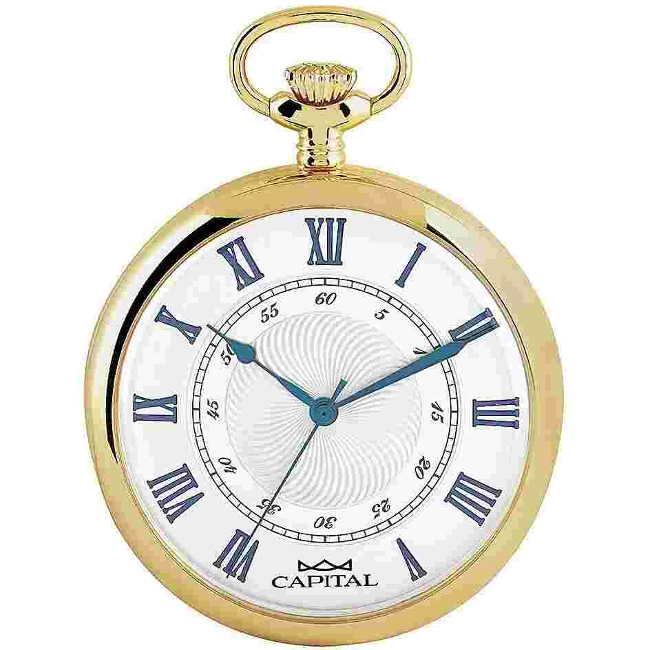 Pocket Watch Capital Prestige in Golden Steel - Open Face