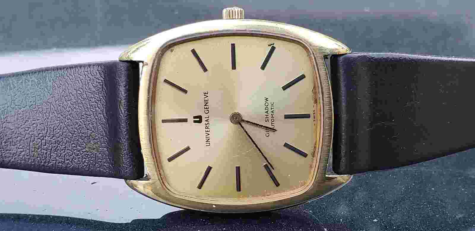 VINTAGE UNIVERSAL GILT SHADOW MICRO ROTOR GOLD PLATED MENS WATCH