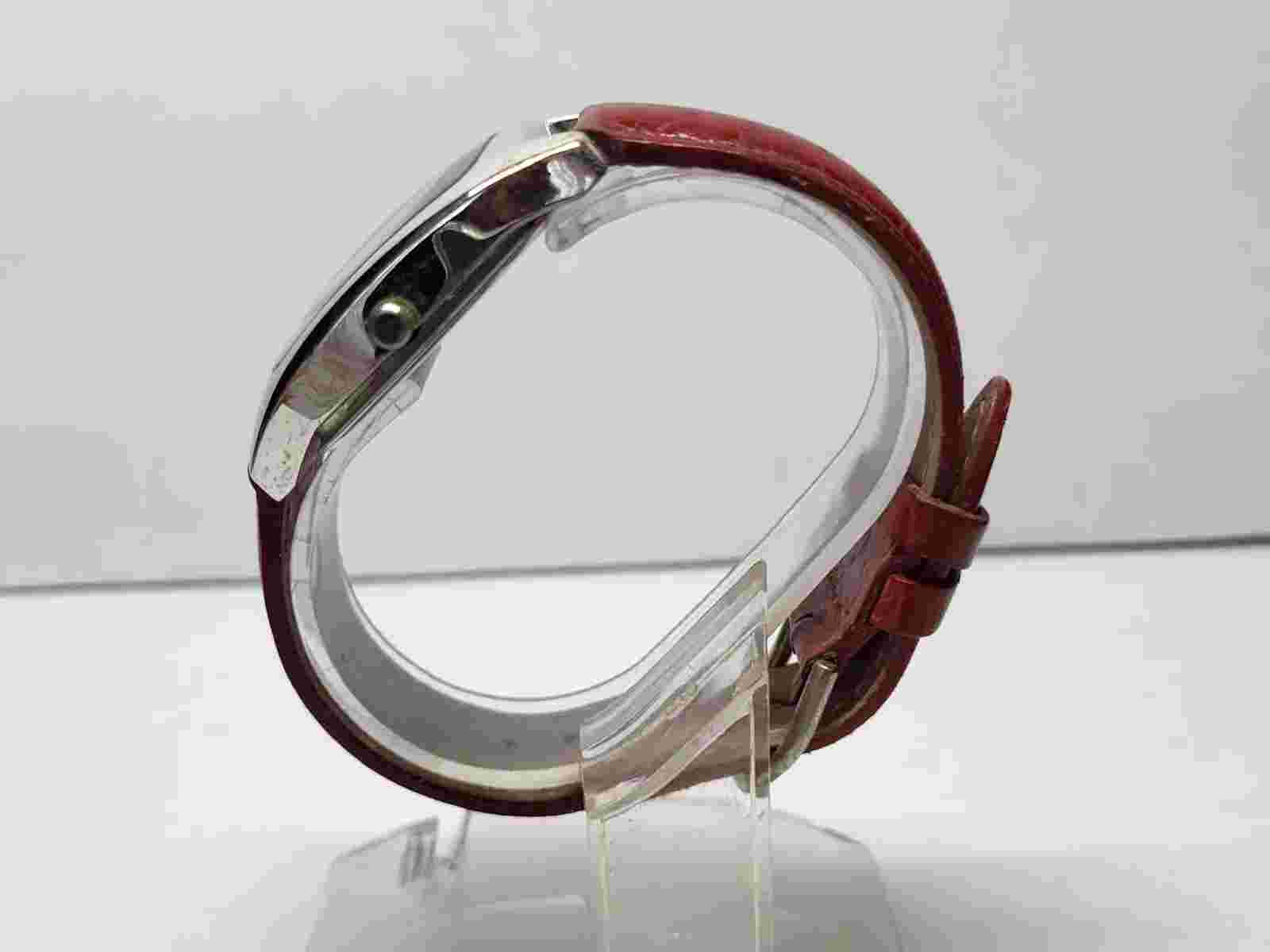 Peugeot Quartz Boyfriend Red Woman's Wrist Watch Red Leather Adjustable Band