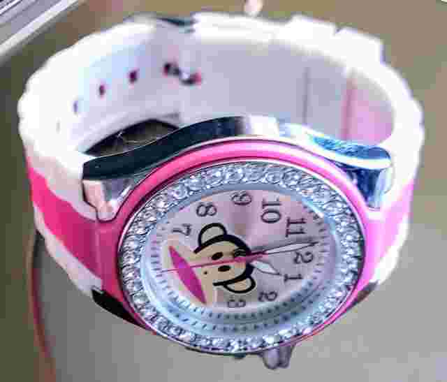 Paul Frank Julius Monkey Rhinestone Women Working Wristwatch Pink New Battery
