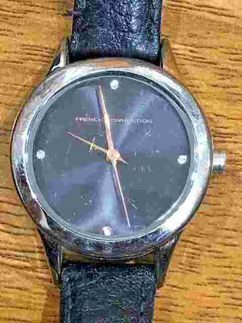 Elegant Classic French Connection FC06AV Black Dial Quartz Ladies Leather Watch