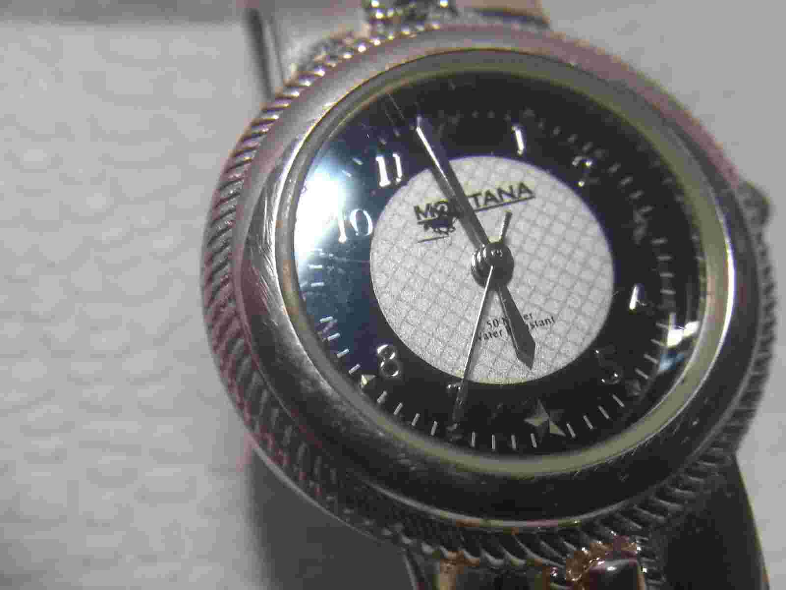 Montana Silversmiths Watch Texas Stars Silver Cuff Watch New Bat working Great !