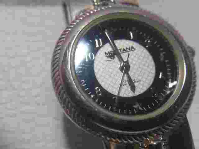 Montana Silversmiths Watch Texas Stars Silver Cuff Watch New Bat working Great !