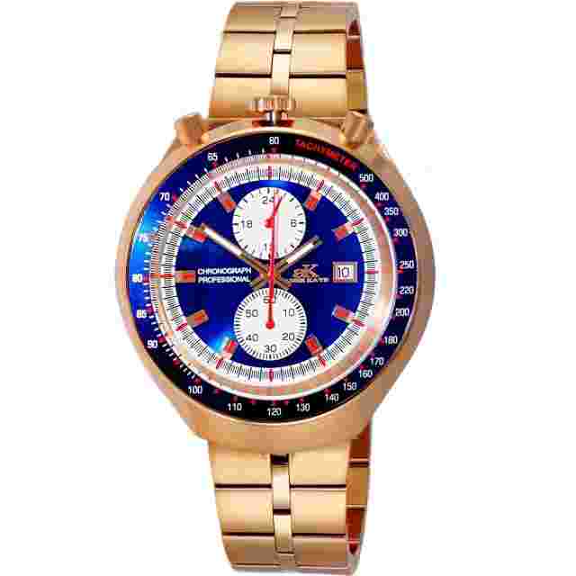 Adee Kaye Mens Blue Dial Watch AK5662-MRGBU Stainless Steel Quartz 50M Water ...