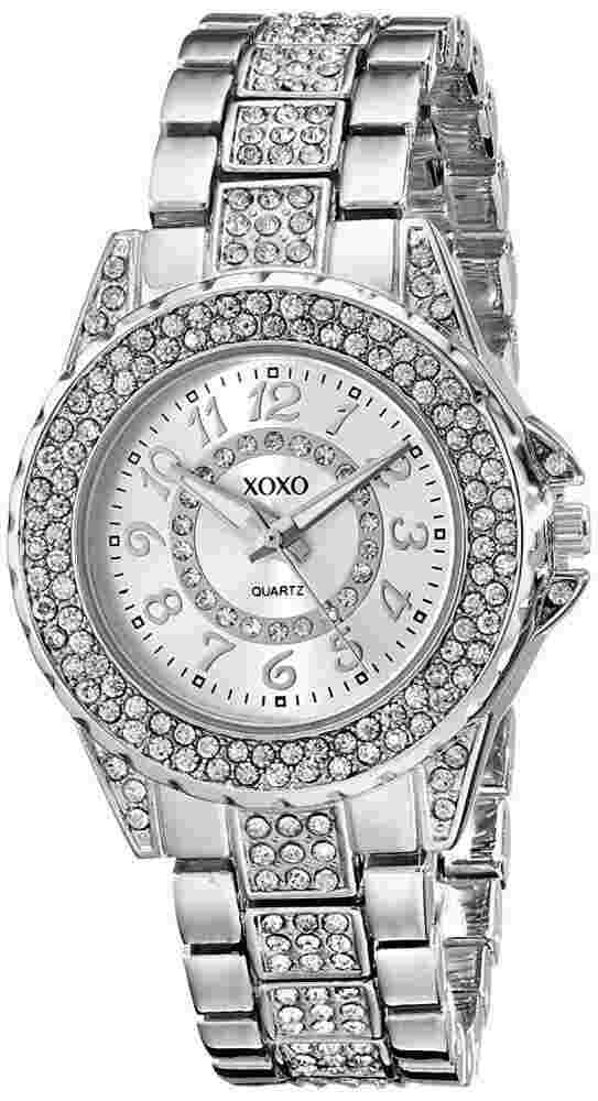 XOXO Women's Analog Watch with Silver-Tone Case, Rhinestone...