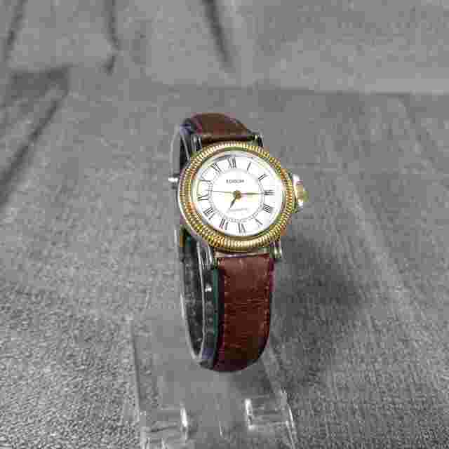 Vintage EDISON Watch Womens Gold Tone Stainless Steel Classic Easy Reader 90's