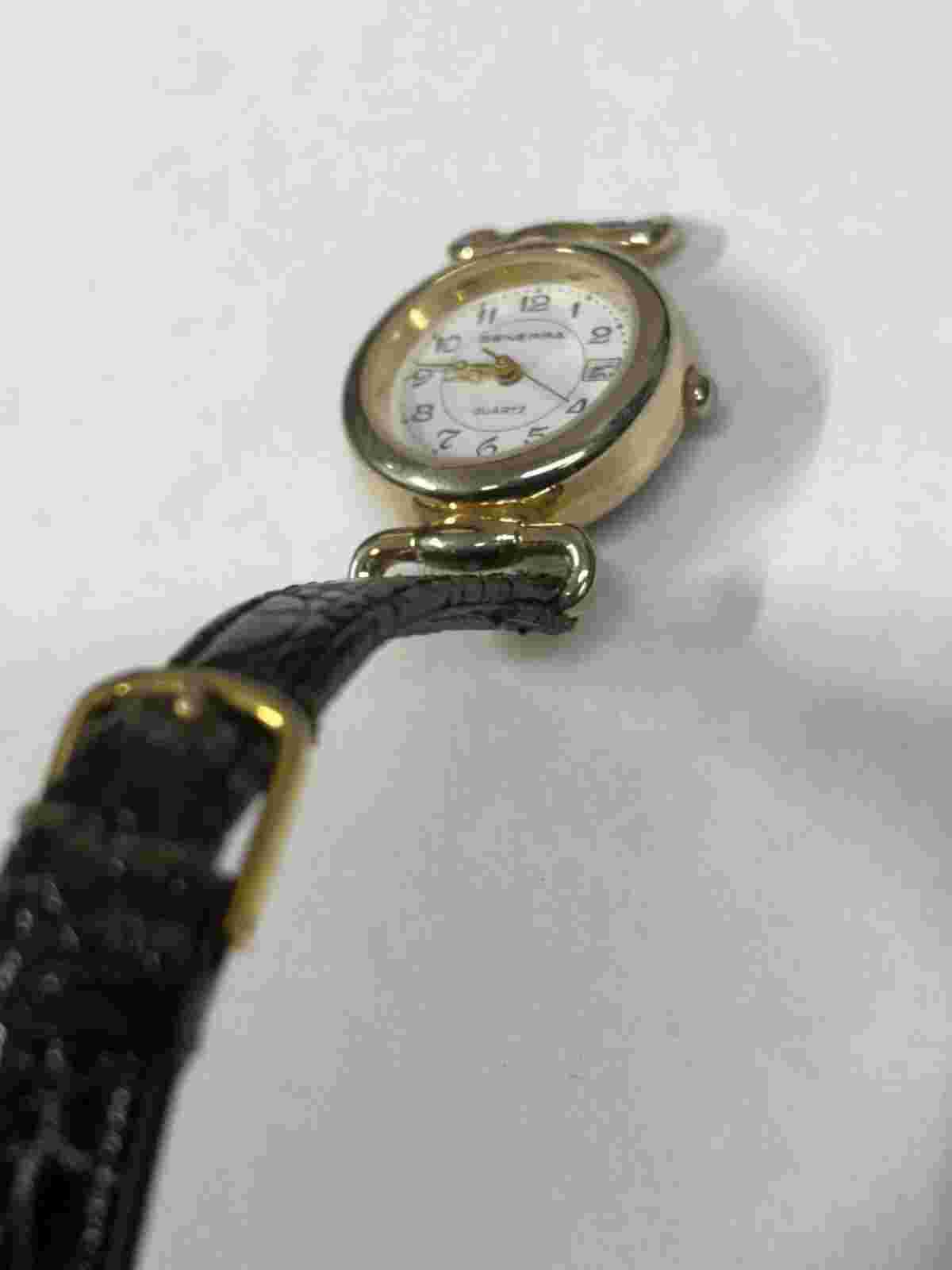 Generra Yellow Gold Plated Leather Band Quartz Ladies Watch REPAIR