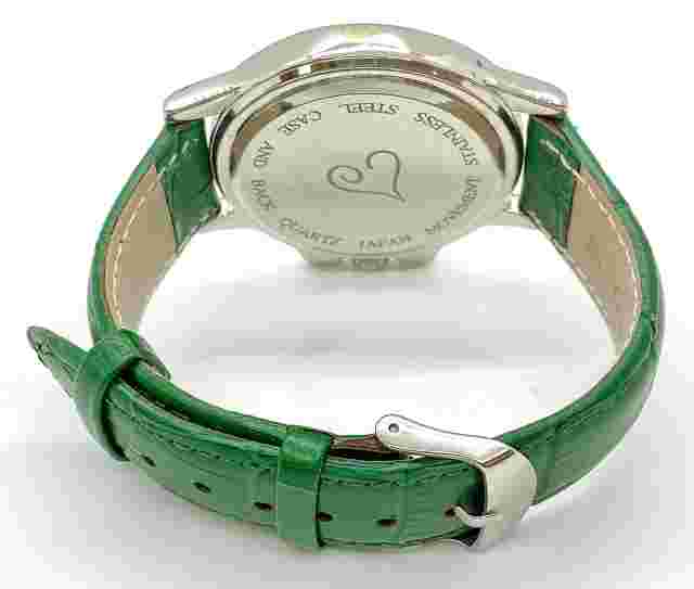HSN Colleen Lopez Multi-Gemstone Of Pearl Green Leather Strap Watch