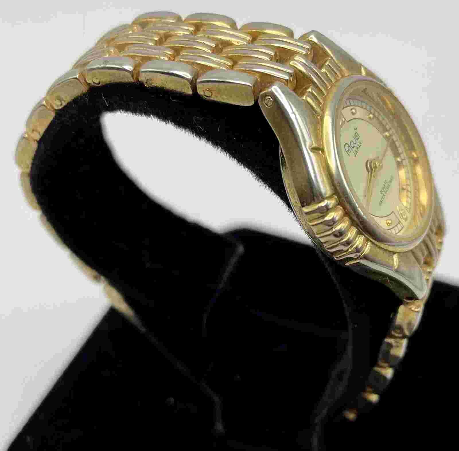 Ladies Acuet Gold Tone Quartz Watch Japan Movement - New Battery