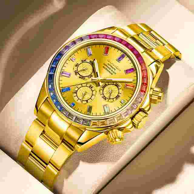 Guanqin Men's Mechanical Watch Waterproof Luminous Business Advanced Rainbow41mm