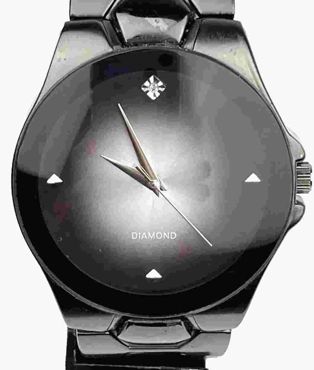 Allude Men's Diamond Ombre Dial WR 100Ft Gunmetal Black Wristwatch New Battery
