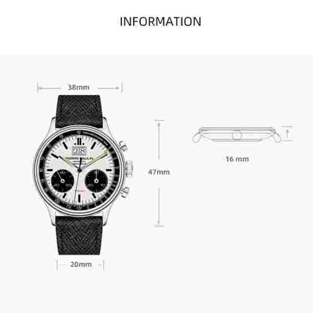 MERKUR Men Chronograph Watch 40mm Panda Manual Wind Mechanical Wristwatch ST29