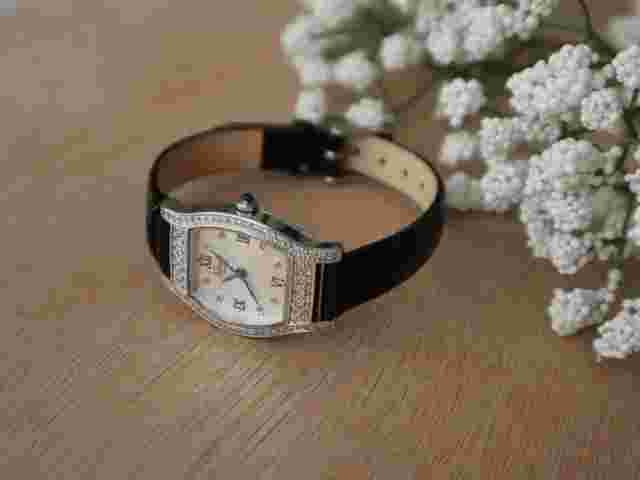 AFFINITIY DIAMONDS Women's Watch, Black leather, Sterling Silver, Swiss Movement