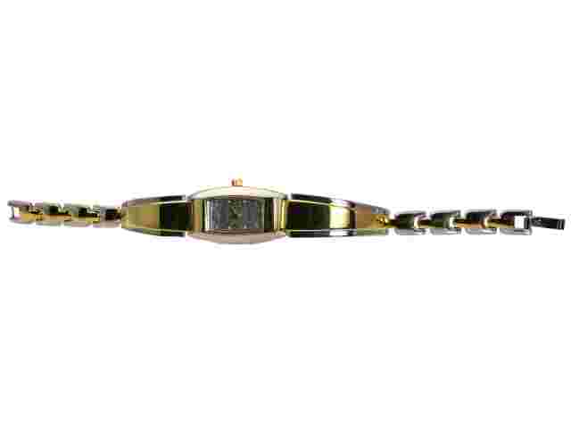 LAVONI:WOMENS' SILVER/GOLD METAL FINISH OVAL CASE SILVER DIAL ANALOG QRTZ WATCH