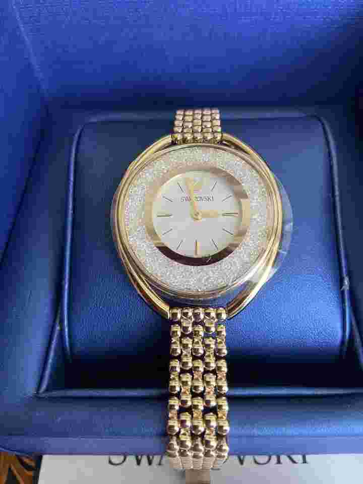 Swarovski Crystalline Oval Watch Ladies Quartz Silver Strap Used