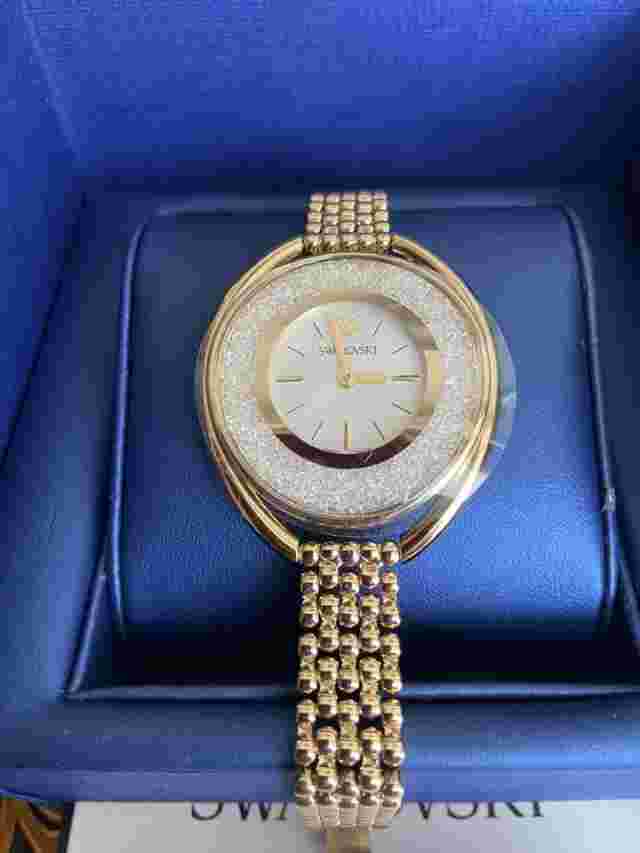 Swarovski Crystalline Oval Watch Ladies Quartz Silver Strap Used