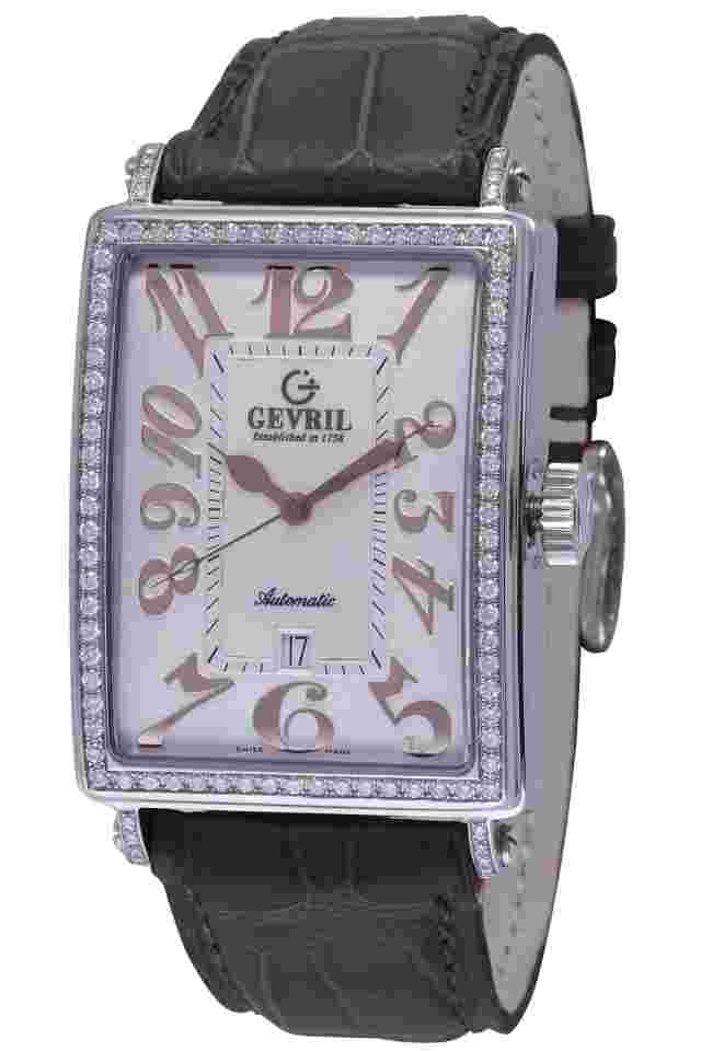 Gevril Women's 6309NV Ave of Americas Glamour Automatic Diamond Leather Watch