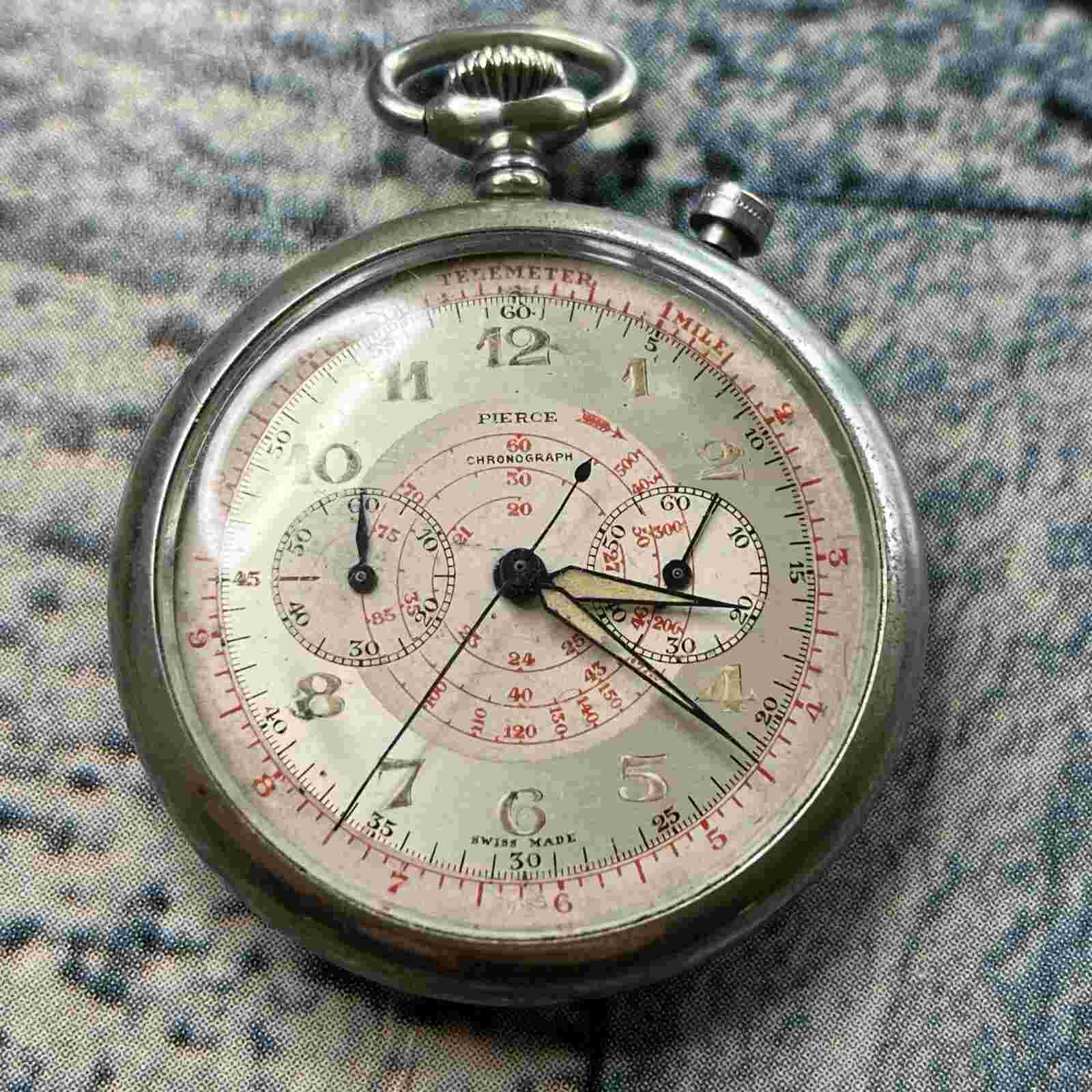 Pierce Chronograph Pocketwatch Runs Well Chronograph Doesn’t Reset To Zero