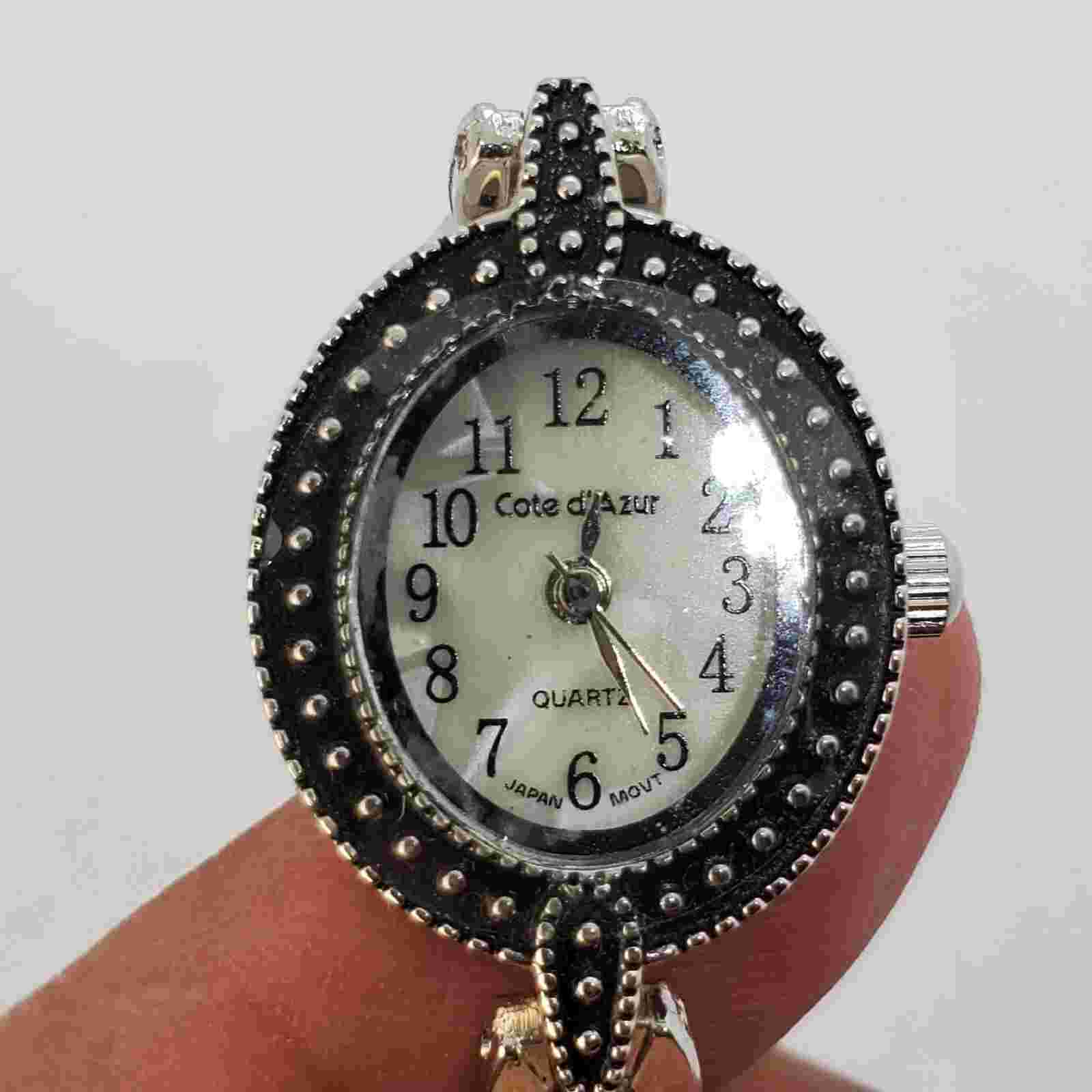 Cote D' Azur Women's Watch 20MM Gray Black Case 7" Wrist New Battery