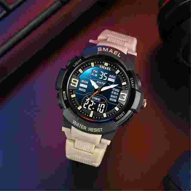 SMAEL Men Digital Watch LED Military Sport Wristwatch Big Dial Boy Alarm Watches