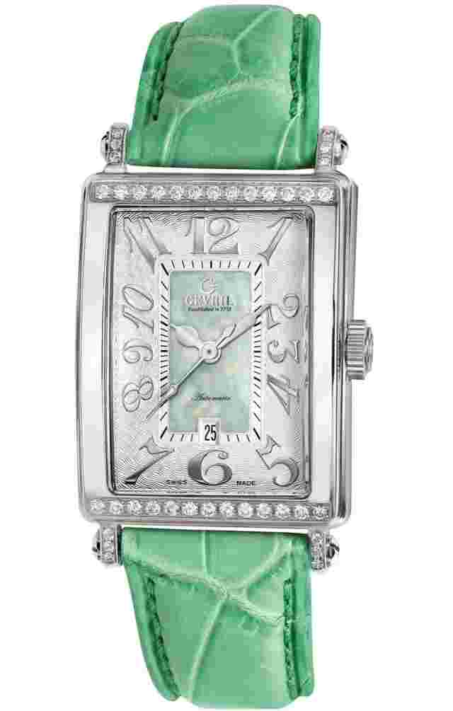 Gevril Women's 6206NT Glamour Green MOP Dial Automatic Diamonds Date Watch