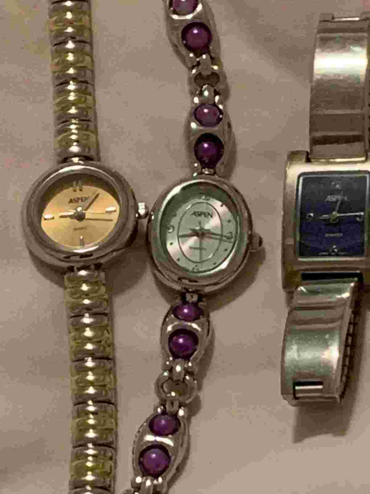 LOT OF 3 Vintage Beautiful ASPEN P-BAJGA Quartz Ladies Watches needs new Battery