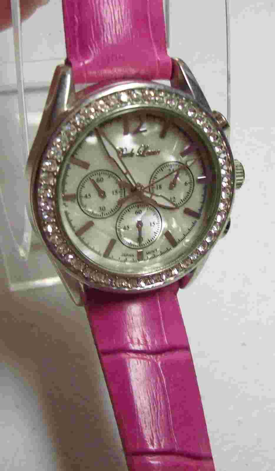 PARK LANE Hot Pink & Crystal Watch