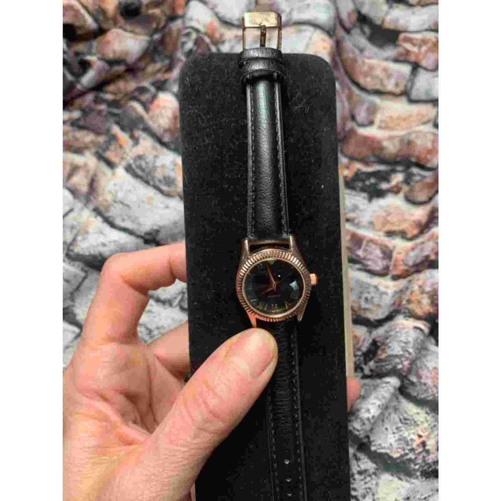 Adrienne Vittadini Diamond Wristwatch Watch Rose Gold Black New Battery & Band