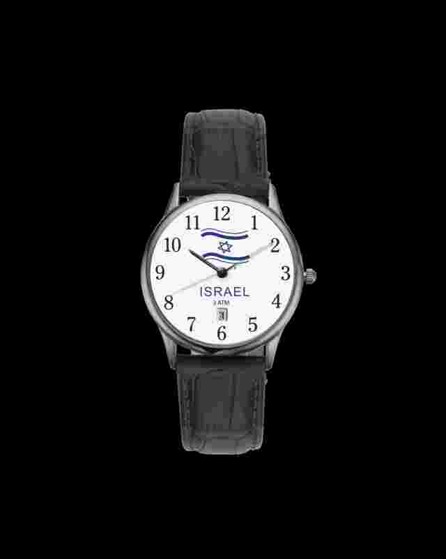 Israel Flag Hebrew Letters Date display Wrist Watch Stainless Steel Holy gift