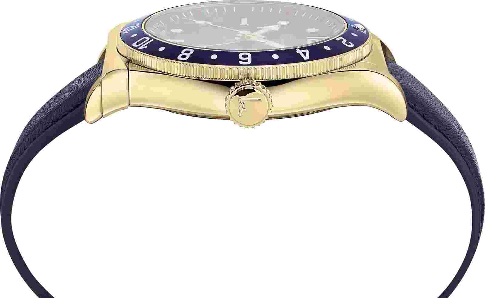 Salvatore Ferragamo 1898 Sport SFDU00219 GMT gold blue Leather Men's Watch NEW