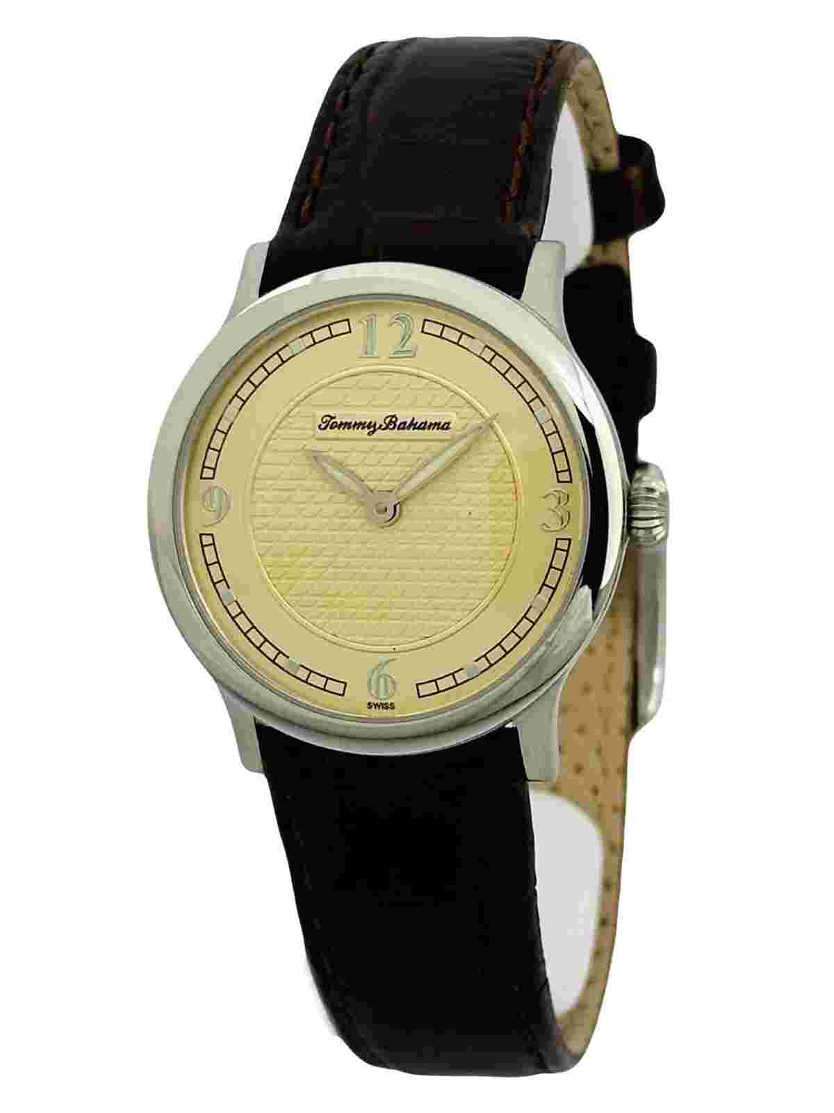 Tommy Bahama TB2054 Women's STEEL SHADOW Brown Croco TexturedLeather Strap Watch