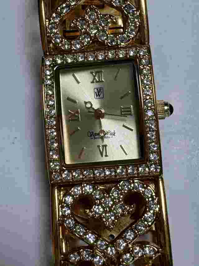 Soft Bangle hinged Link Crystal Bracelet Watch Victoria Wieck GOLD