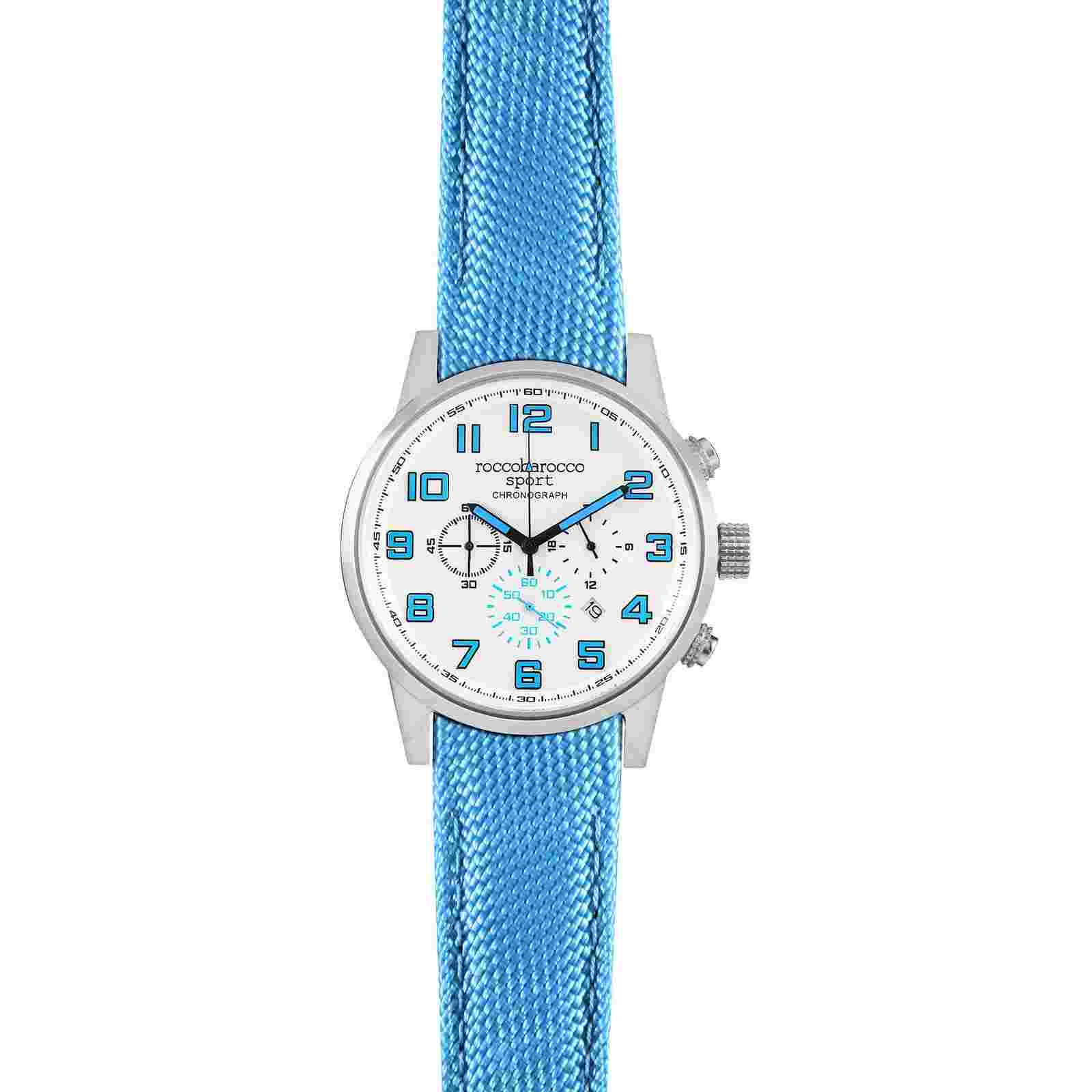Mens Watch ROCCOBAROCCO SPORT RIO Chrono Leather Cordura Coloured 50mt Summer