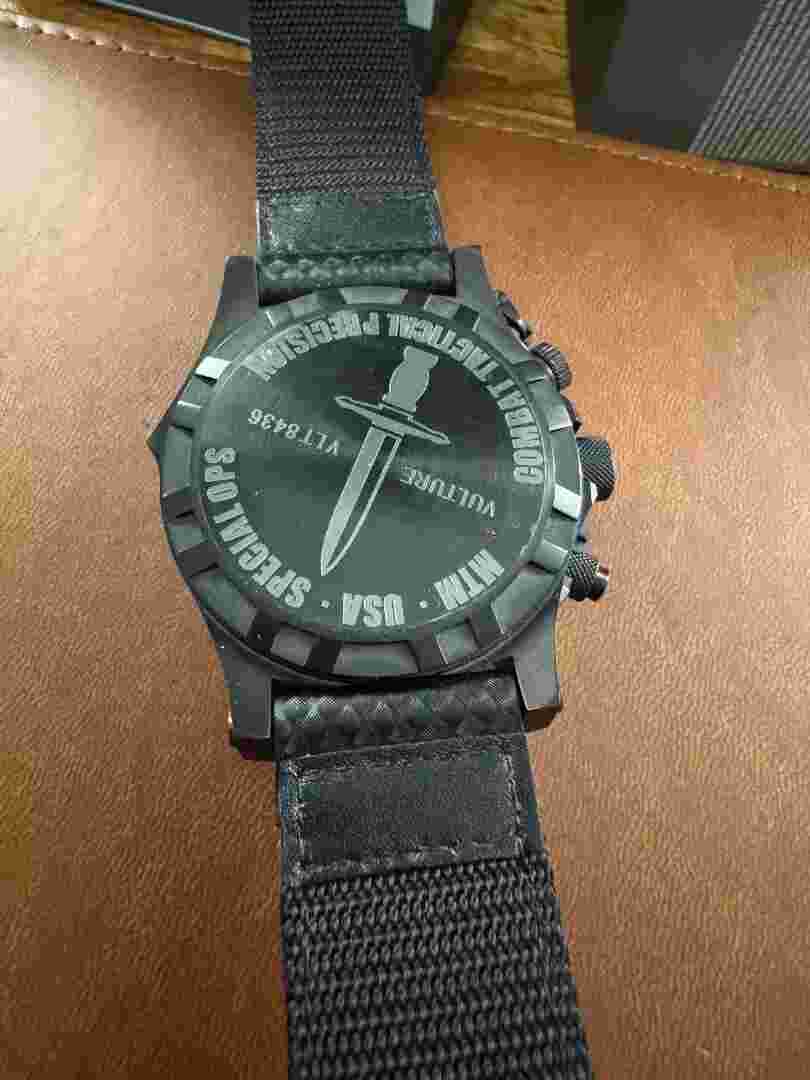 MTM Vulture Special Ops Black/Black Titanium Watch with case and paper work