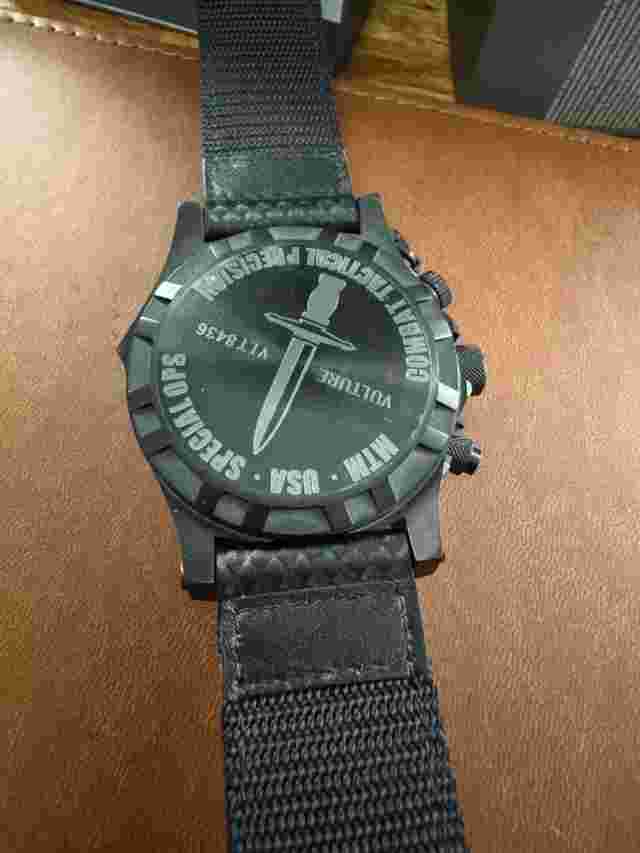 MTM Vulture Special Ops Black/Black Titanium Watch with case and paper work